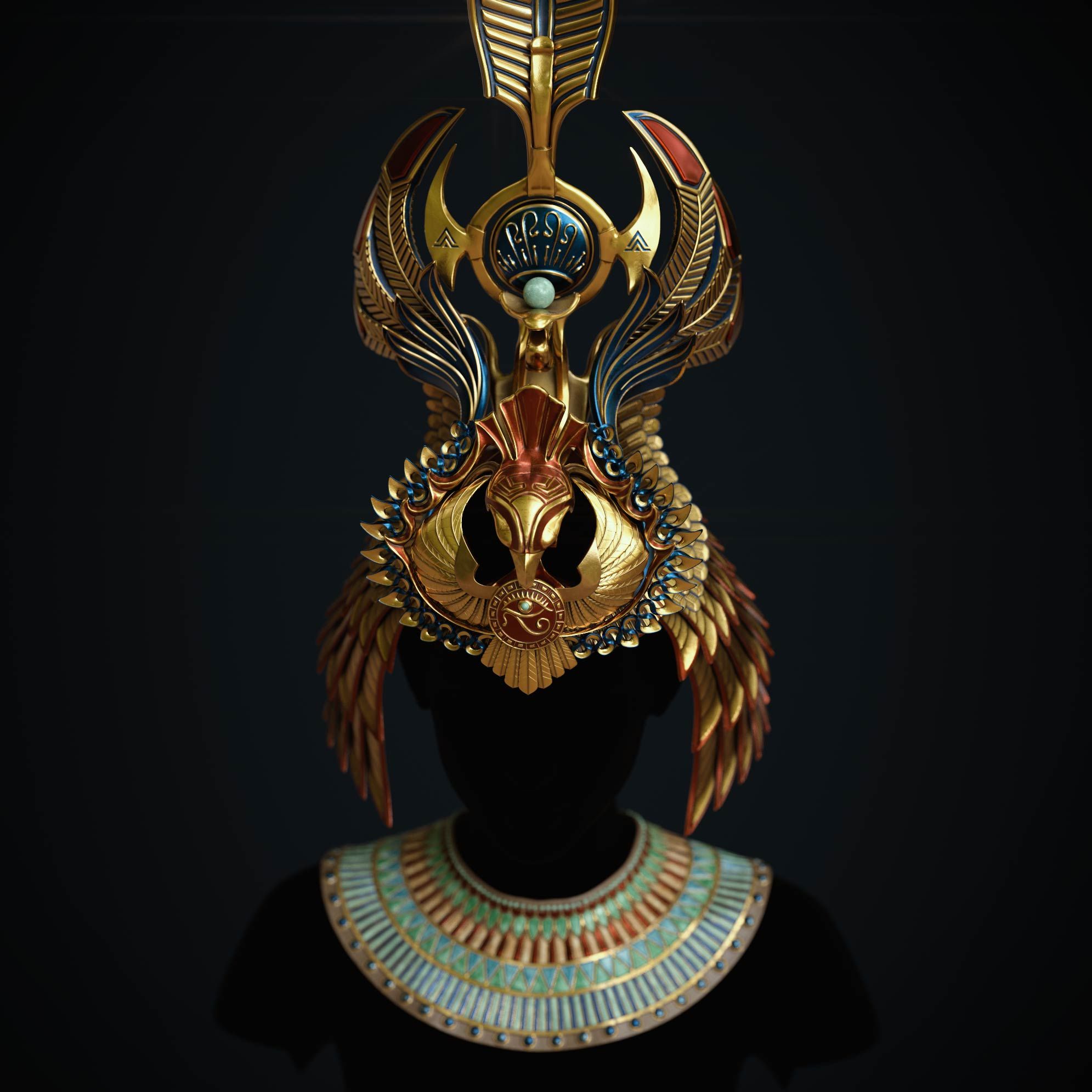 egyptian-queen-crown_substance_painter_texturing_3d_sculpting